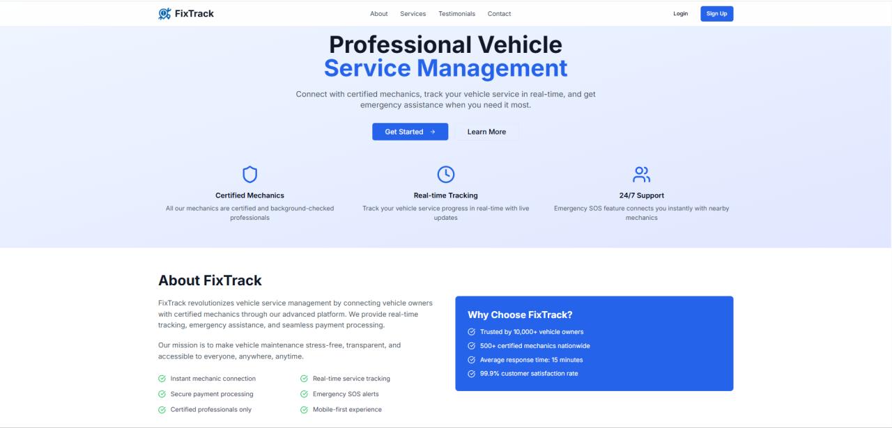 FixTrack project screenshots 1