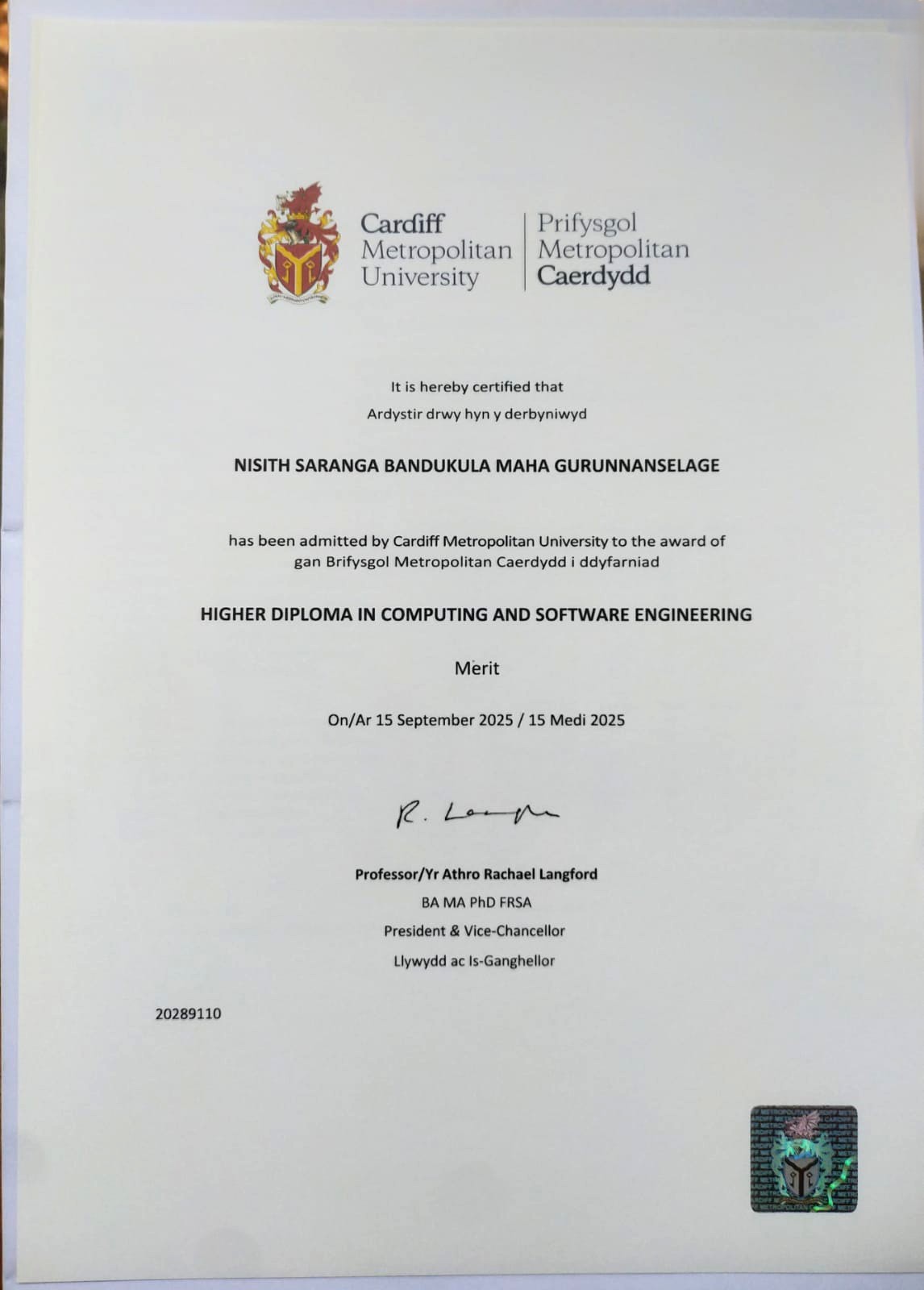 HND Certificate front