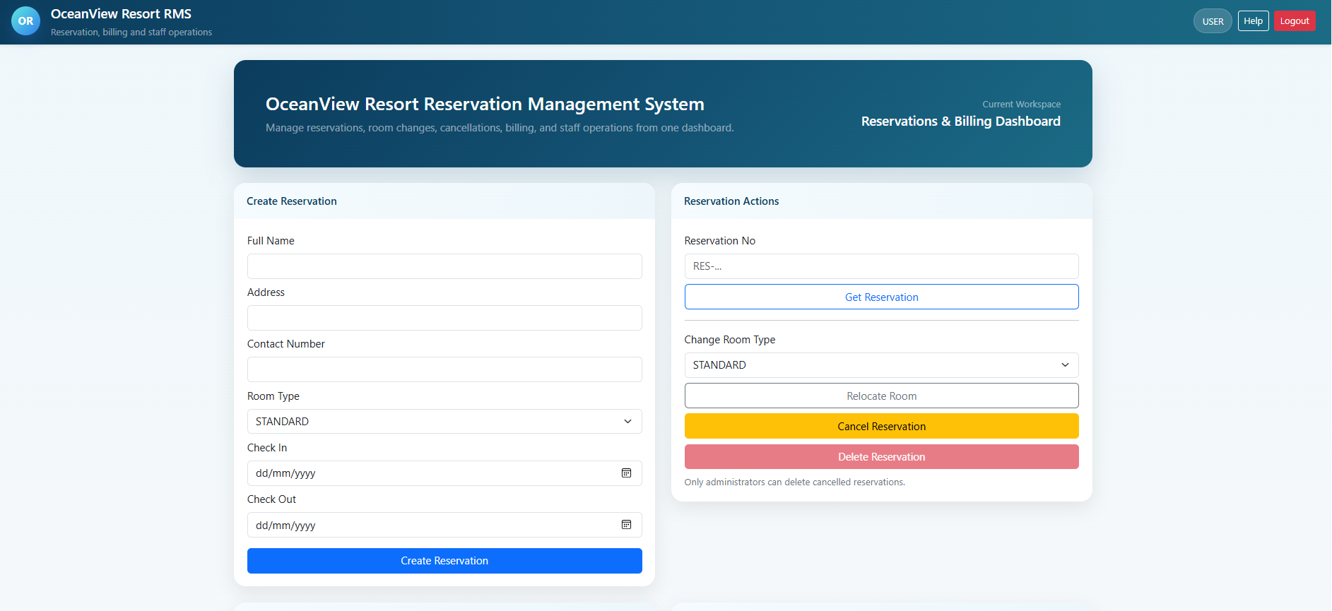 Oceanview RMS project screenshots 1